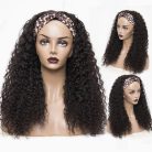 100% Real Human Hair Girls Short Hairstyle Afro Women Headband Virgin Hair Wigs Afro Kinky Curly Half Wig With Headband..