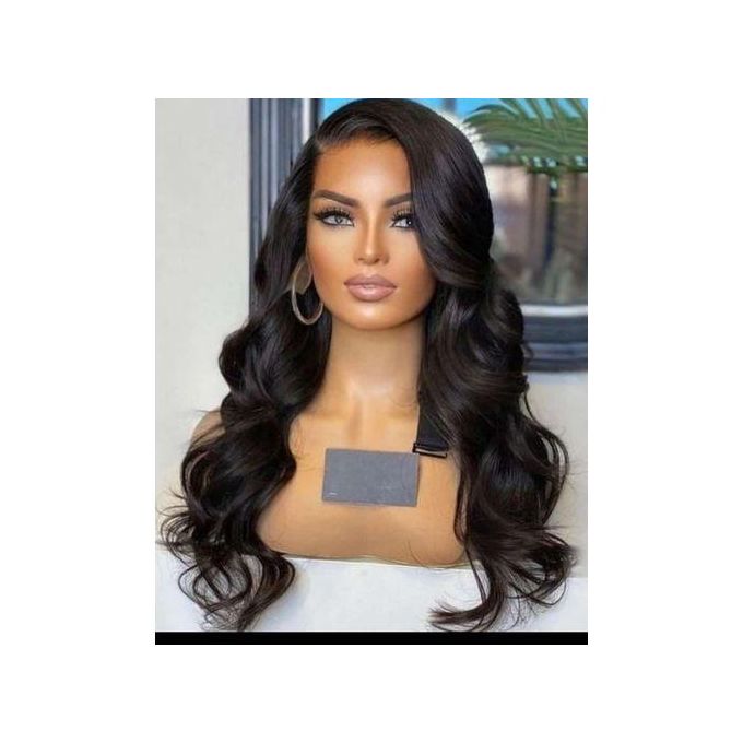 Fashion Wavy Semi Human Lace Wig Black, 0.5 kg Versatile Styling Fashion Wavy Semi Human Lace Wig Black, 0.5 kg Versatile Styling